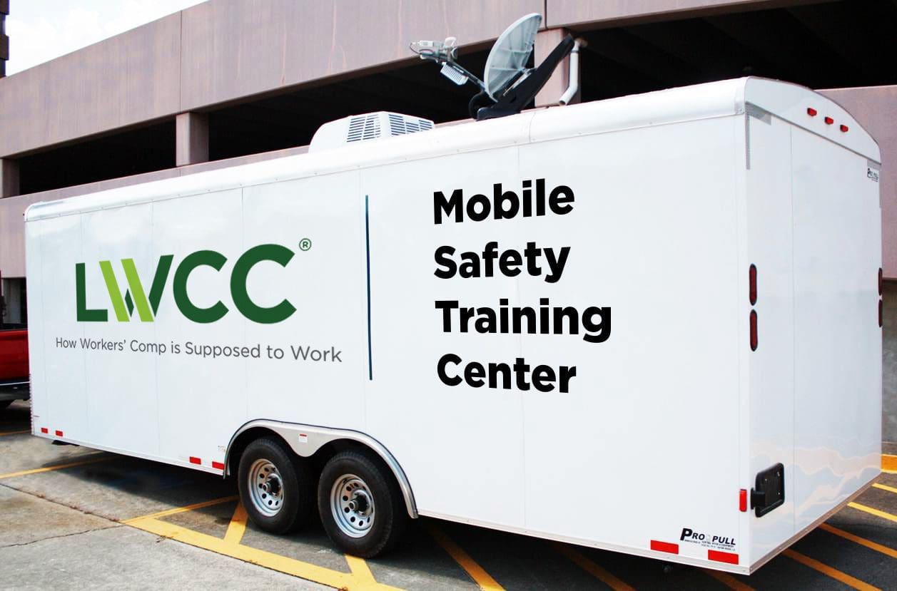The LWCC Mobile Safety Training Center travels to policyholders, offering training and educational courses administered by an LWCC loss prevention team member. Photo courtesy of LWCC