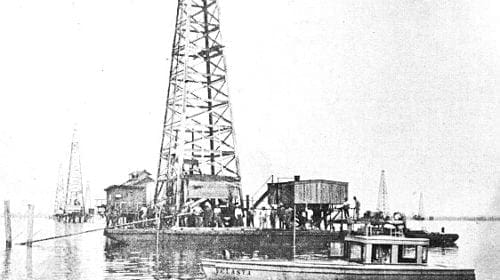 Oil Rig On Barge, Caddo Lake, Louisiana, 1911